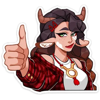 ⭐ 3f1b5ea0 девушка, рога, телец, зодиак, астрология, мультфильм, наклейка telegram sticker