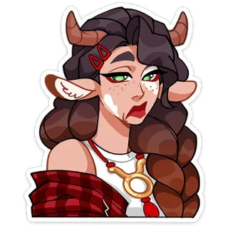 ⭐ 5ac210c7 женщина, телец, зодиак, астрология, рога, мультфильм, персонаж, девушка telegram sticker