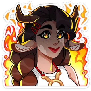 ⭐ b07c3855 телец, астрология, зодиак, гороскоп, огонь, женщина, демон, рога telegram sticker