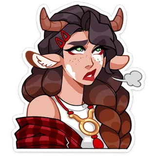⭐ ff9f77ec Мультфильм, Фэнтези, Рога, Корова, Фланель, Аниме telegram sticker