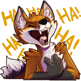 😂 6f8d7581 HAHA! fox, laughing, animal, cartoon, humor, happy telegram sticker