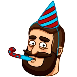 🥳 034bac8e パーティー, 誕生日, お祝い, 男性, ひげ, パーティー帽子 whatsapp sticker