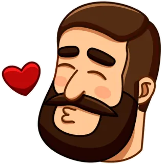 😘 aff7054c 男, ひげ, ハート, キス, 愛, 絵文字, ステッカー whatsapp sticker