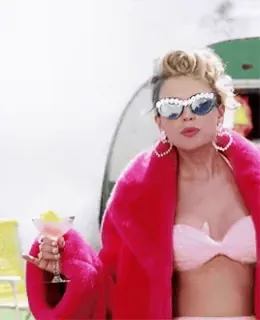 🌈 bac6e5d2 Женщина, Коктейль, Гламур, Мода, Солнцезащитные очки, Розовый, Трейлер, Пляж telegram sticker