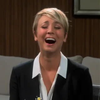 😂 153b8c23 Penny The Big Bang Theory mujer, riendo, serie de tv, sitcom telegram sticker