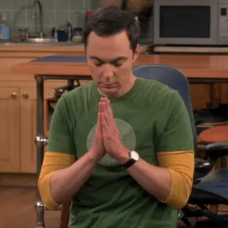 🙌 30bbc93e Sheldon Cooper The Big Bang Theory tele, sitcom, gracioso, inteligente, oración telegram sticker