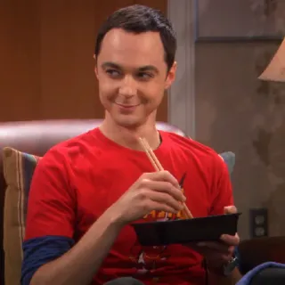 🙂 359787c5 Sheldon Cooper The Big Bang Theory sitcom, televisión, comedia, nerd, geek, comida telegram sticker