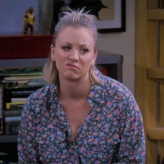 ☹️ 437315cd Penny The Big Bang Theory Penny, Kaley Cuoco, The Big Bang Theory, expresión, mueca, serie de TV telegram sticker