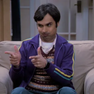 🤘 d7631d02 Raj Koothrappali The Big Bang Theory Raj, Koothrappali, The Big Bang Theory, Señalando, Serie de TV telegram sticker