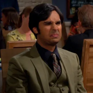 🤢 e09d9e4a Raj Koothrappali The Big Bang Theory hombre, indio, traje, gracioso, the big bang theory, raj, koothrappali telegram sticker