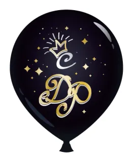 🎉 4baa0f82 шар, вечеринка, праздник, золото, черный, корона, буква, инициалы telegram sticker