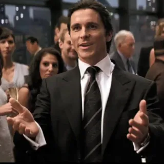 🦇 66abca2c uomo, completo, festa, folla, christian bale telegram sticker