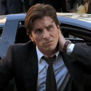 🦇 c34766df Patrick Bateman American Psycho uomo d'affari, abito, serial killer, Christian Bale telegram sticker