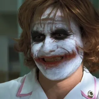 🦇 e57c9fa8 The Joker The Dark Knight cattivo, DC Comics, Heath Ledger, pagliaccio, crimine telegram sticker