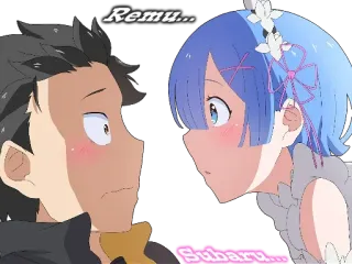 😳 0e39b2ef Rem and Subaru Remu...Subaru... Anime, Personaggio, Cartone animato telegram sticker
