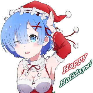 🤶 bb5e031a Rem Re:Zero Happy Holidays! Anime, Natale, Buone Feste, Rem, Re Zero, Carino, Cartoni animati telegram sticker