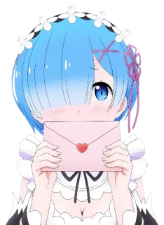 💌 dc7453dd Rem Re:Zero − Starting Life in Another World Anime, Personaggio, Maid, Cuore, Carino, Fanart telegram sticker