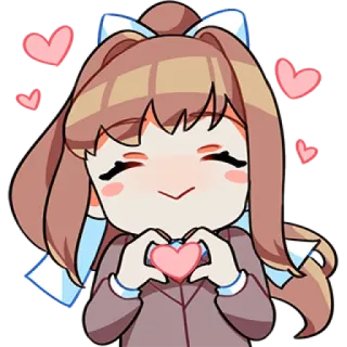 😘 28a1a54a Monika Doki Doki Literature Club! Monika, Doki Doki Literature Club!, anime, cute, hearts, kawaii telegram sticker