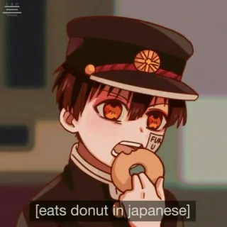 🔲 380a6217 eats donut in japanese anime, donut, japanese whatsapp sticker