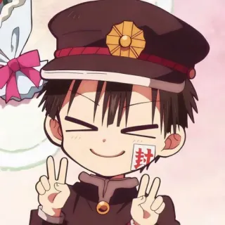 🔲 d8174728 Hanako-kun Toilet-Bound Hanako-kun anime, manga, hanako-kun, peace sign, chibi, cartoon whatsapp sticker
