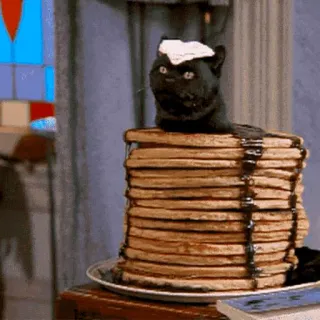 🥞 ab60917c gatto, pancake, cibo, colazione, carino, pila, sciroppo whatsapp sticker