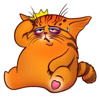 🥵 2ee032c8 cat, sick, exhausted, orange, tired, cartoon, animal telegram sticker