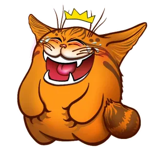 😂 6e96a329 cat, orange, laughing, crown, happy, cartoon, animal telegram sticker
