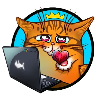 😍 d64b4732 cat, crown, love, heart, cute, cartoon, animal, computer telegram sticker