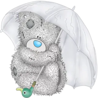 ☂ 7b94b8bb ตุ๊กตาหมี, ร่ม, น่ารัก, สีเทา, ของเล่น telegram sticker