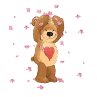 😍 626167eb oso, corazón, flores, lindo, dibujos animados, animal, amor, osito de peluche telegram sticker