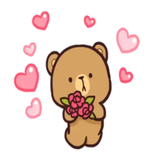 🌹 aea563f5 oso, corazones, amor, flores, lindo, dibujos animados telegram sticker