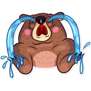 😭 0da3d677 oso, llorando, triste, emoción, lágrimas, dibujos animados, animal telegram sticker