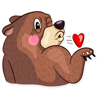 😘 640bdc65 oso, animal, dibujo animado, corazón, amor, lindo telegram sticker