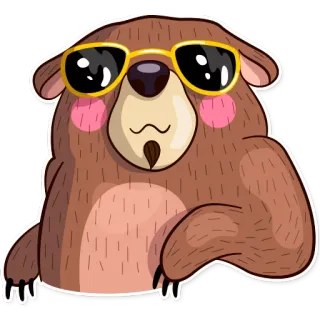 😎 f06219c5 animal, lindo, gafas de sol, marrón, oso, dibujos animados, pegatina telegram sticker