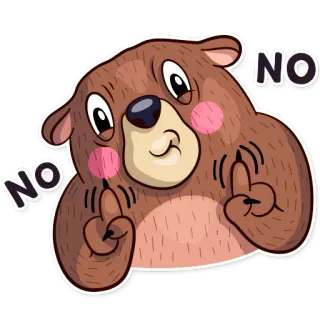 👎 f12f9f03 NO NO NO oso, dedo corazón, grosero, ofensivo, dibujo animado, pegatina, animal telegram sticker
