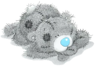 😁 4c2a4fbb Teddy Bear 泰迪熊, 可爱, 灰色, 蓝鼻子, 卡通, 睡觉 telegram sticker