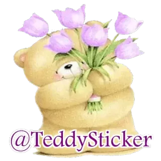 💟 26a035b9 Teddy Bear @TeddySticker テディベア, ステッカー, 可愛い, 花, 挨拶, 漫画 telegram sticker