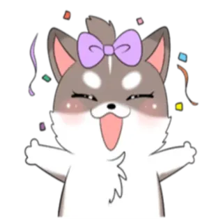 😍 99cbe2c5 犬, お祝い, 幸せ, 紙吹雪, 漫画, 動物, 可愛い telegram sticker