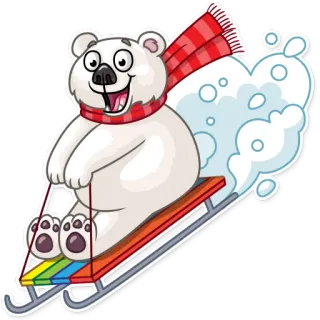 ❄ 10226997 북극곰, 썰매, 눈, 겨울, 만화, 동물, 목도리 telegram sticker