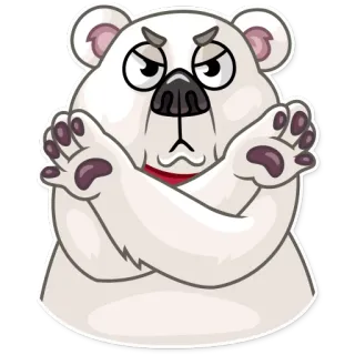 🙅‍♂️ 195725a9 북극곰, 동물, 만화, 스티커, 일러스트, 곰, 화난 telegram sticker