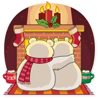💑 2a5e6782 북극곰, 벽난로, 크리스마스, 휴일, 겨울, 아늑한, 마시멜로, 목도리 telegram sticker