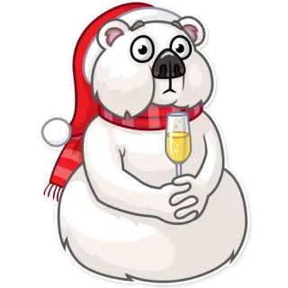 😨 cbd8fac9 북극곰, 크리스마스, 휴일, 축하, 겨울, 파티, 음료 telegram sticker