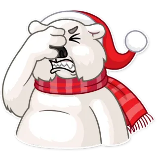 🤦‍♂️ fbe58030 북극곰, 크리스마스, 휴일, 스티커, 겨울, 목도리, 산타 모자 telegram sticker