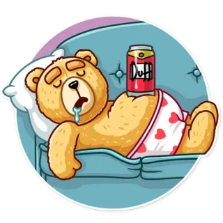 😴 125a5b01 The Simpsons Duff медведь, сон, Duff, пиво, мультфильм telegram sticker