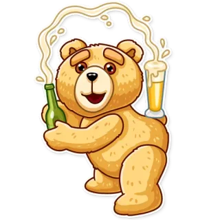 🍾 15cf4617 медведь, алкоголь, пиво, выпивка, мультфильм, животное, веселье telegram sticker