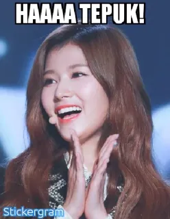 👏 36530dc9 HAAAAA TEPUIK! mulher, rindo, sorrindo, feliz, aplaudindo, kpop telegram sticker