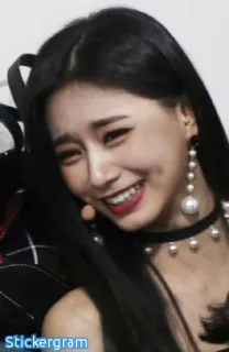😝 86ded14b Stickergram mulher, sorrindo, menina, retrato, asiática, rosto telegram sticker