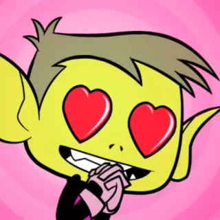 😍 7b187dd1 Beast Boy Teen Titans Go! dessin animé, Teen Titans, amour, coeur, joyeux whatsapp sticker