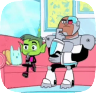 🔥 08938b3d Beast Boy Teen Titans Go! 만화, 틴 타이탄, 비스트 보이, 사이보그 telegram sticker
