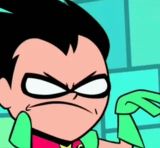 🔥 54999c88 Robin Teen Titans Go! 만화, 캐릭터, 틴 타이탄, 로빈, 화난 telegram sticker